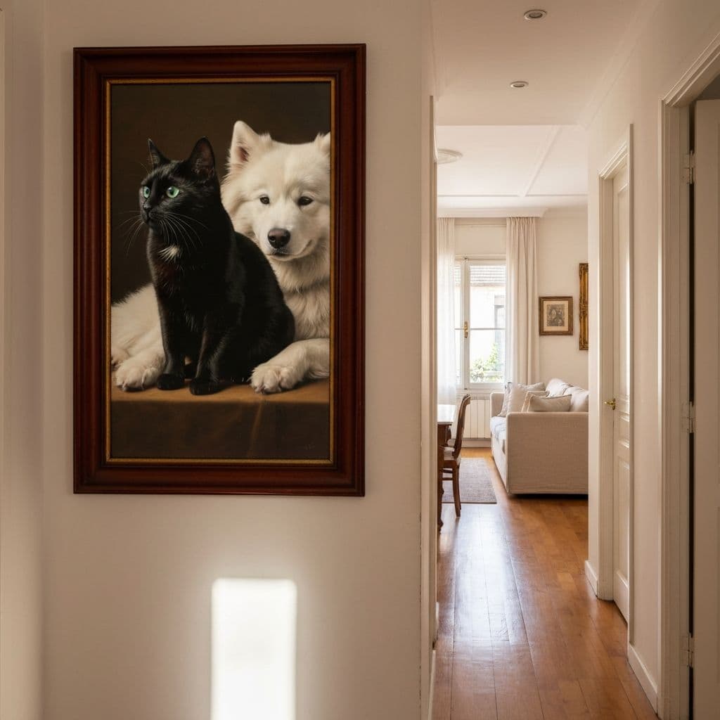 Cuadro de mascota en ambiente real 11